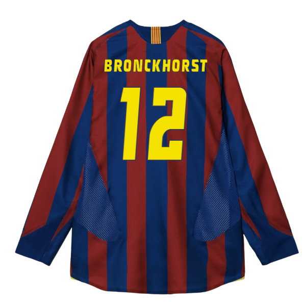 2005-2006 Barcelona T90 Reissue LS Home Shirt (Bronckhorst 12)-PitchVibe Kits